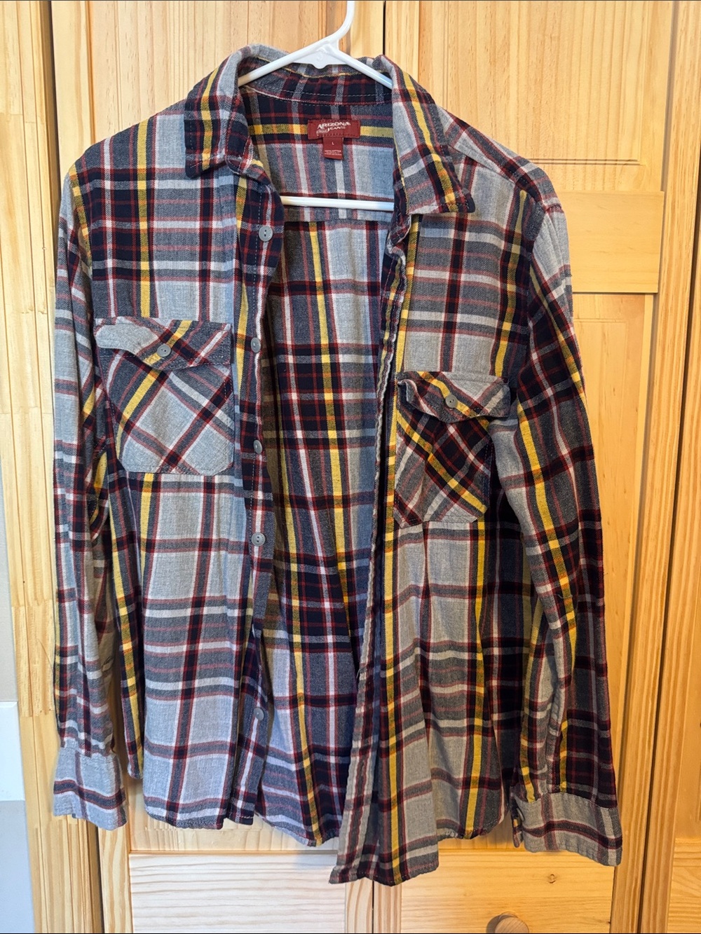 Arizona Jean Company Plaid Button-Down Shirt in Gray, Black, Yellow